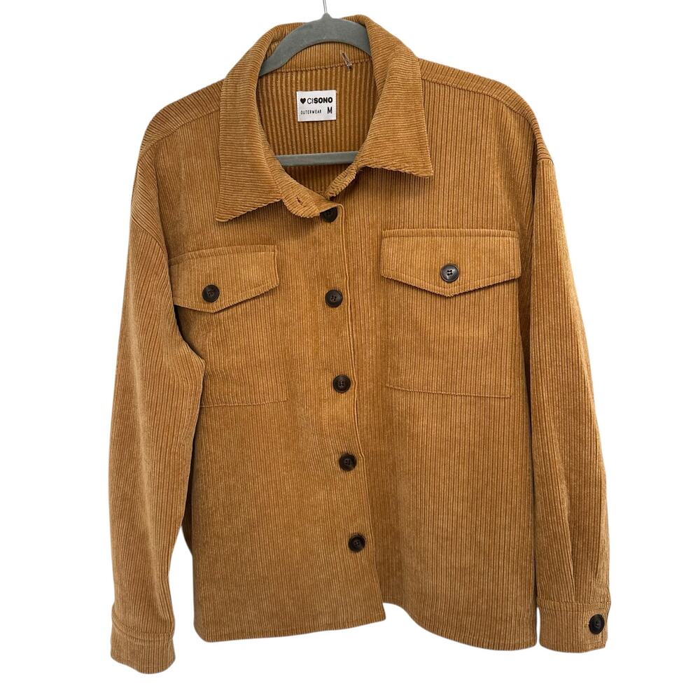 Ci SONO Outerwear Gold Corduroy Button Down Shacket Medium